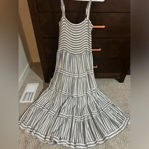 Blue and white the striped baby doll midi dress